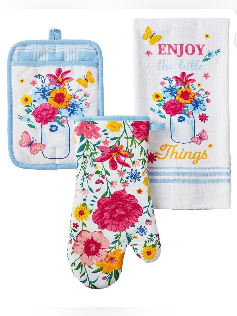Pioneer Woman Kitchen Towel Oven Mitt & Pot Holder Set